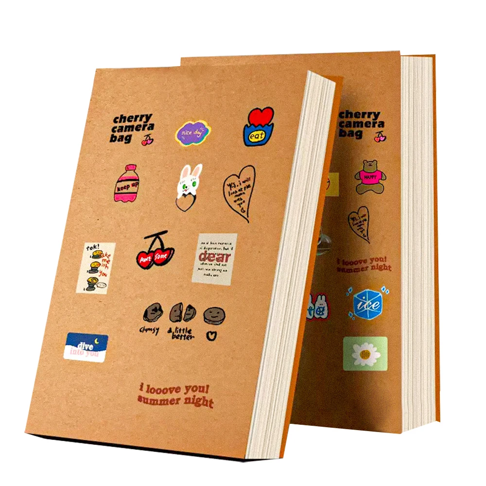 

Thick A5/B5 Notebook,100 And 200 Sheets/Book,kraft Paper Cover DIY stickers Blank inside page Office Study Notes Supplies QP-55