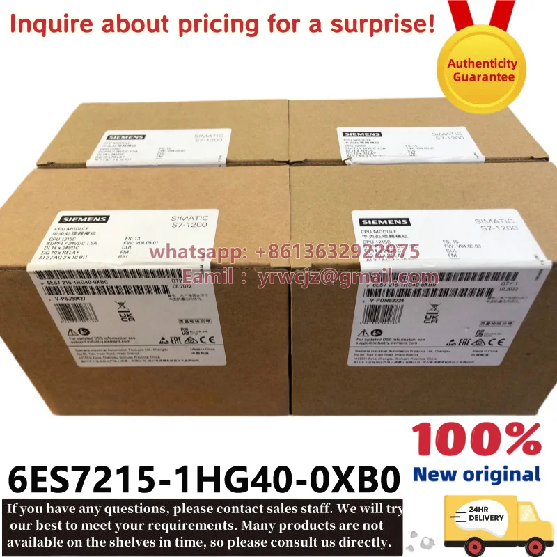 Genuine original Siemens 6ES7215-1HG40-0XB0 SIMATIC S7-1200 CPU 1215C PLC controller module