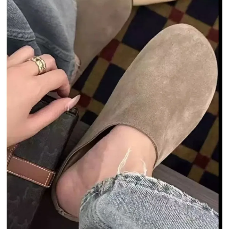 

Design Women Slippers Fur Flats Short Plush Mules Shoes Women Fashion Buckle Soft Sole Cotton Shoes Suede Home Warm Slippers