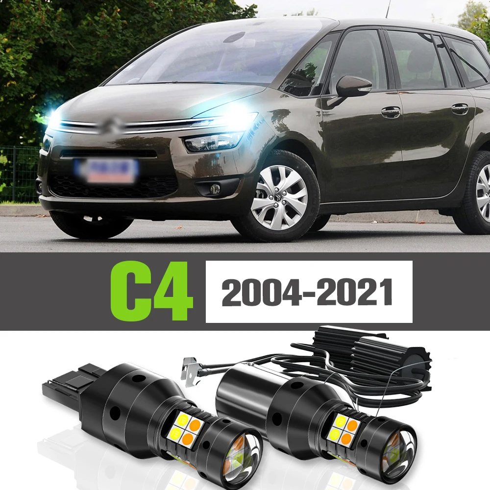 

2x LED Dual Mode Turn Signal+Daytime Running Light DRL Accessories Lamp For Citroen C4 Coupe 2004-2021 2012 2013 2014 2015 2016