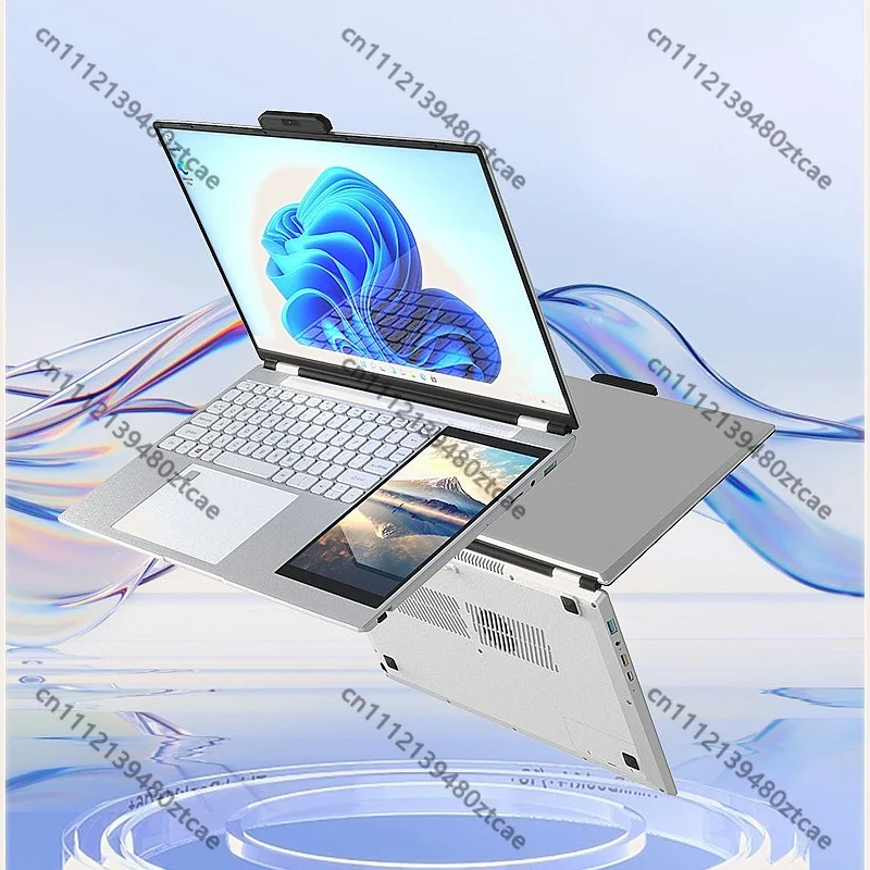 15.6+7 Inch Dual Screen Touch Screen Laptop, N95 Processor, 16GB DDR4, Portable Dual-display Notebook Computer