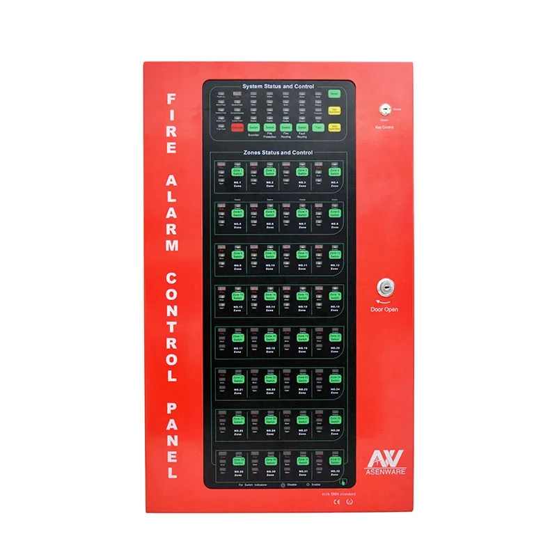 Asenware 24 zones metal shell fire alarm system for home security equipment for commercial building and indoor