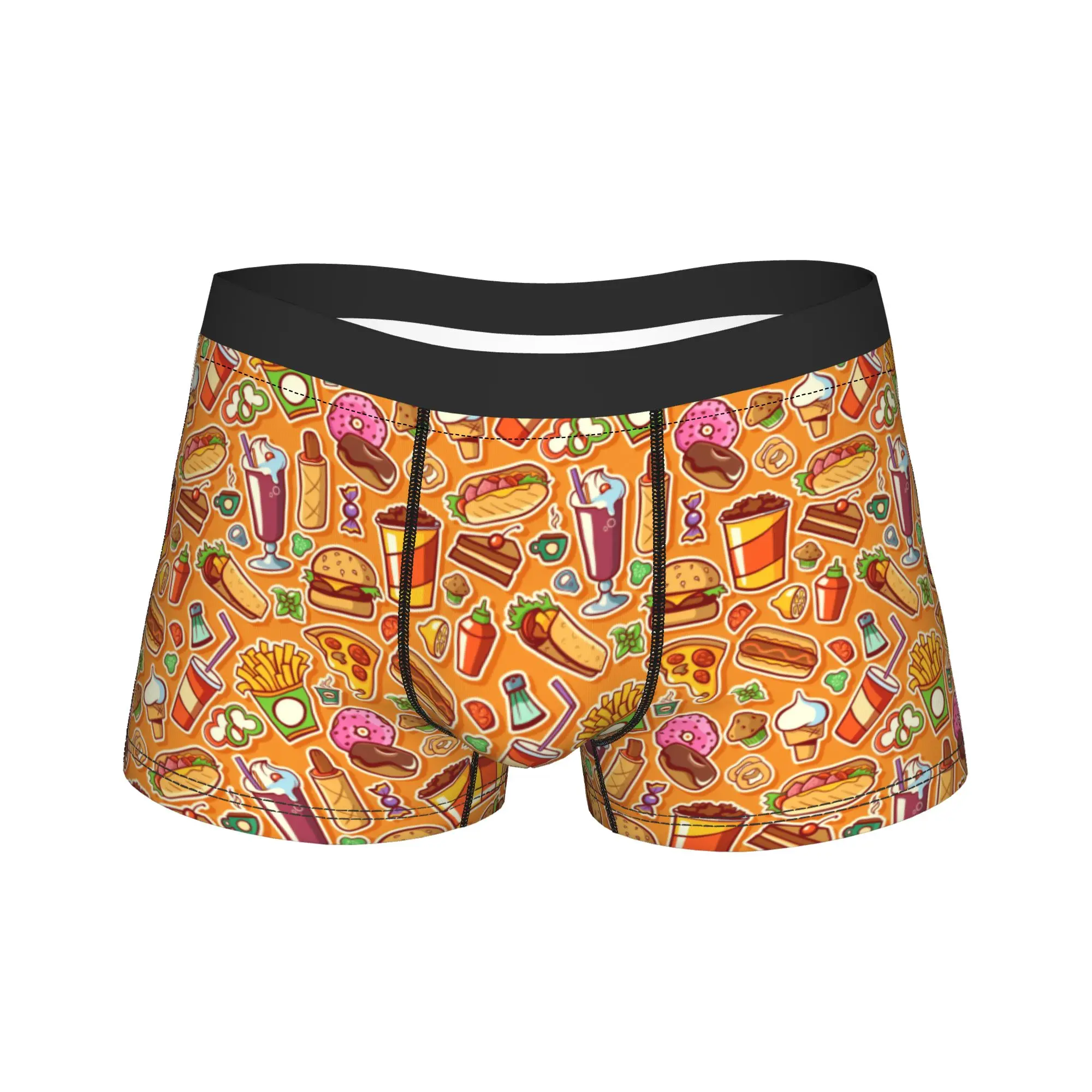 cute kawaii fast food meal Boxershorts  3D Pouch Underwear High Quality Custom Boxer Brief Comfortable Men's Panties Plus Size
