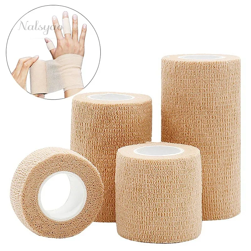 Self Adhesive Tape 10 Rolls Medical Bandage Elastic Sports Wrap Beige First Aid Breathable for Wrist Ankle Finger