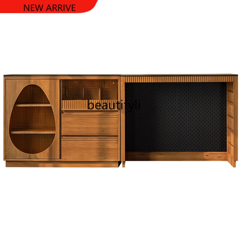 

X Kitchen Counter Solid Wood Bar Living Room Retro Home Dining Cabinet Nordic Modern Simple Storage Kitchen Kitchen Island