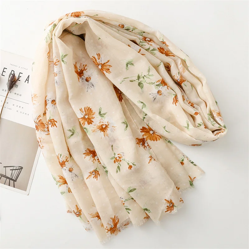 New Floret Cotton Pashmina Shawl Lady Wrap Warm Winter Scarves Autumn Design Print Female Foulard Beach Stoles Luxury Scarf