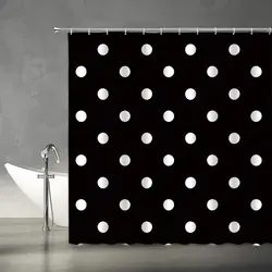 Polka Dot Shower Curtain Vintage Black and White Doodle Polka Dots Fashion Bathroom Curtains Decor Polyester Fabric Sets Hooks