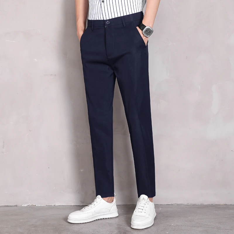 

Мужские прямые брюки-чинос из легкой эластичной ткани, не мнущиеся, для офиса и повседневной носки, летний подарок для него