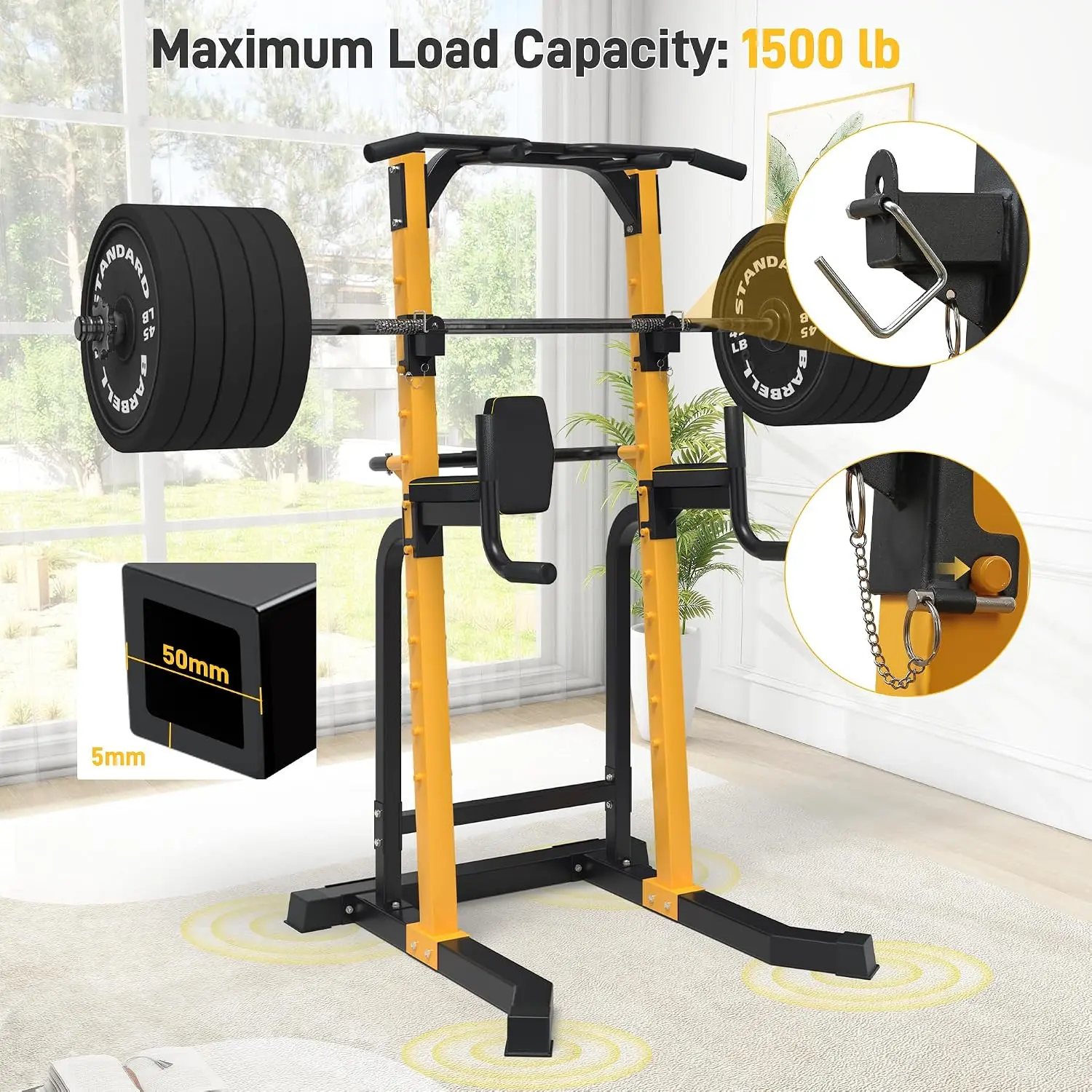 Power Tower, Pull Up Bar and Dip Station for Home Gym, 1500LBS Weight Capacity, Adjustable Height, Heavy Duty Steel, Customized