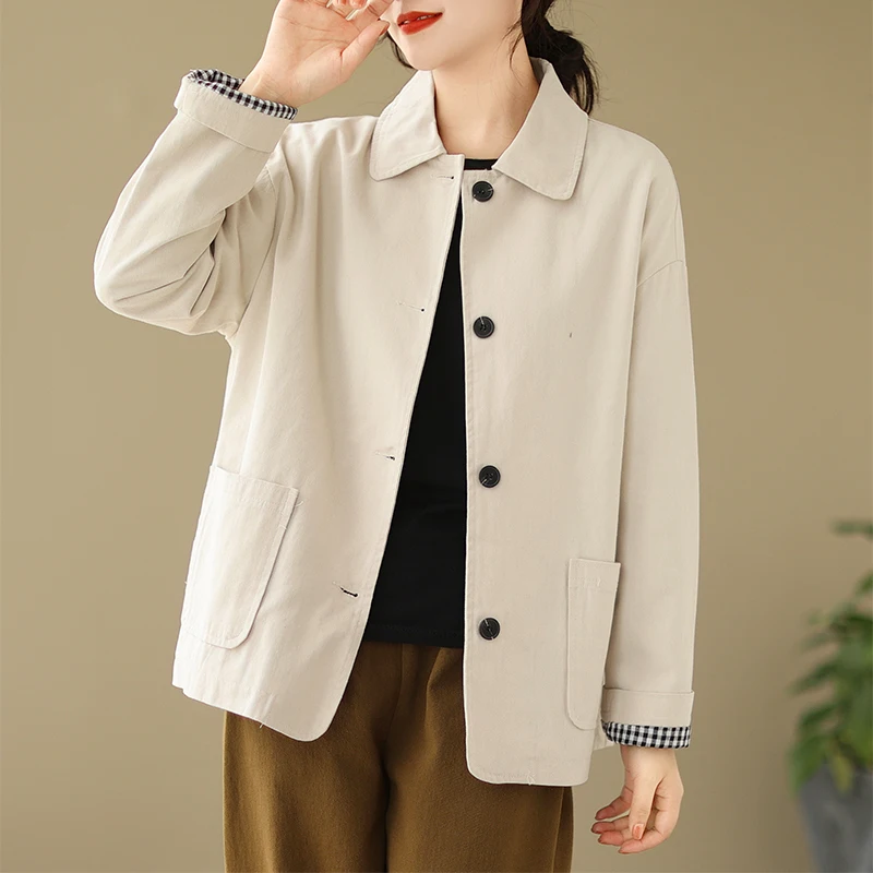 Vestes à simple boutonnage pour femmes, style coréen, col rabattu, mode combinée, vêtements d'extérieur décontractés, manteau pour dames, automne, hiver, nouveau, 2023