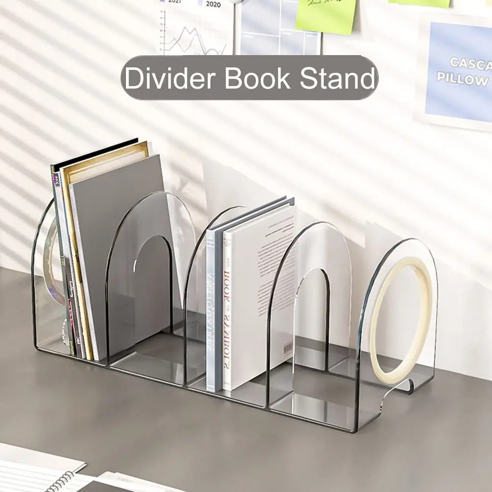 Book Holder Save Space Handle Bookends Transparent Display Divider Book Stand Durable Simple Desk Storage Rack Minimalism