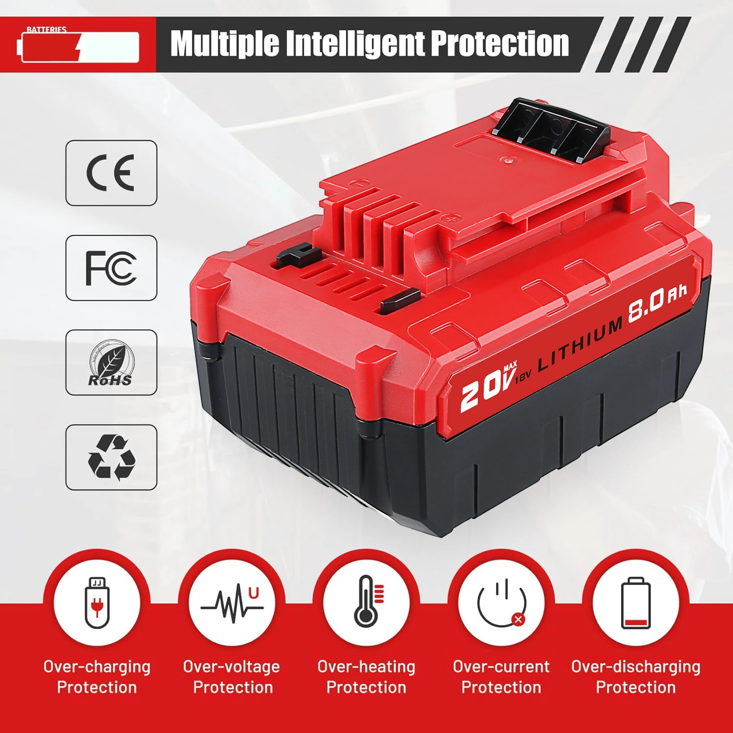 VANON 1/2/4 حزمة 20 فولت 8.0Ah بطارية ليثيوم أيون استبدال لكابل بورتر 20 فولت PCC685L PCC680L PCC682L أداة السلطة دبوس البطارية #4