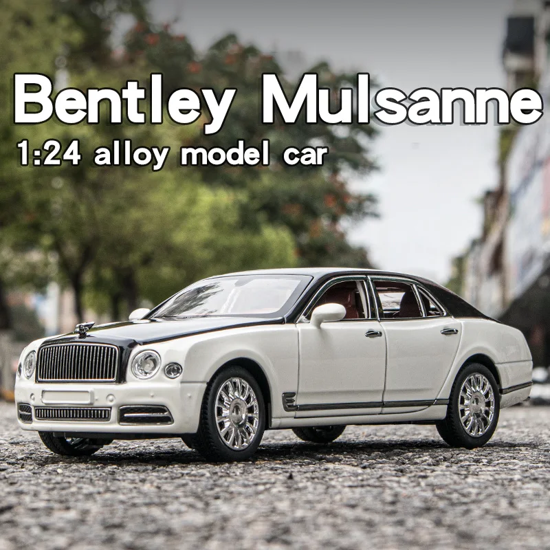 Diecast 1:24 Scale Bentley Mulsanne Alloy Model Car Collection Vehicle Simulation Sound & Light Metal Toy Car Toy For Kids Gift