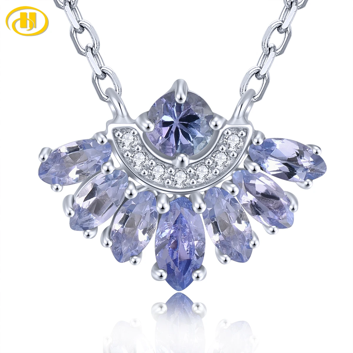 

Natural Tanzanite Solid Sterling Silver Pendant 0.6 Carats Gemstone Romantic Classic Fine Jewelry Design S925 Rhodium Plated