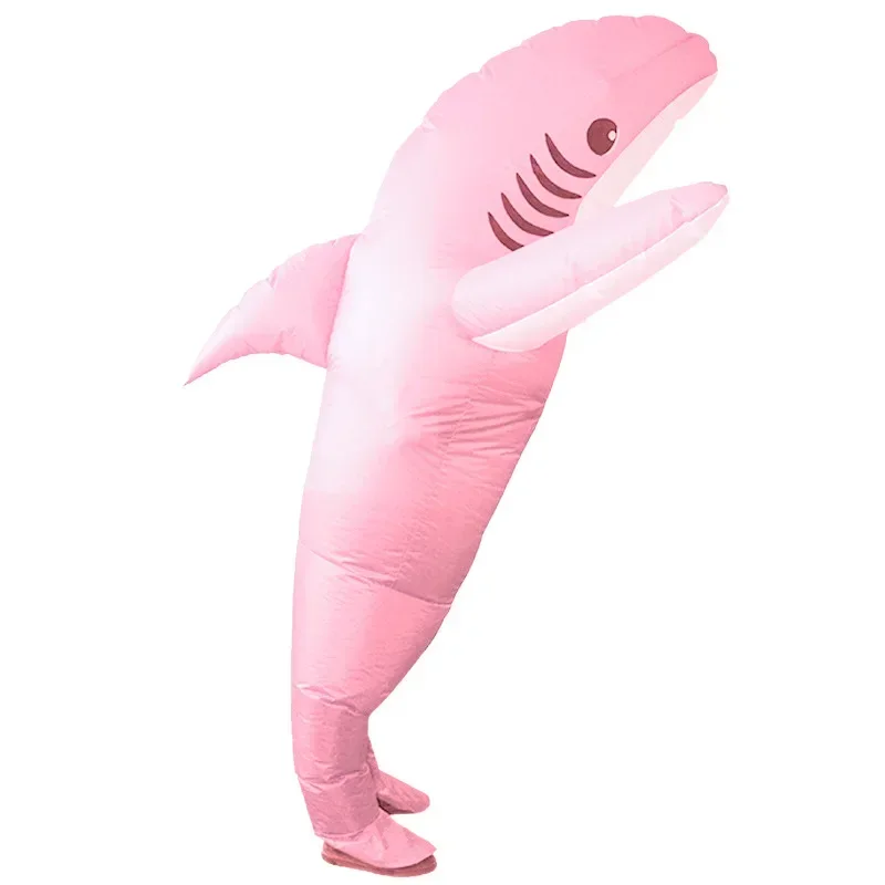 A Unisex Funny Inflatable Shark Cosplay Costume Suit Adult Fancy Dress Performance Clothes Halloween Carnival Theme Party