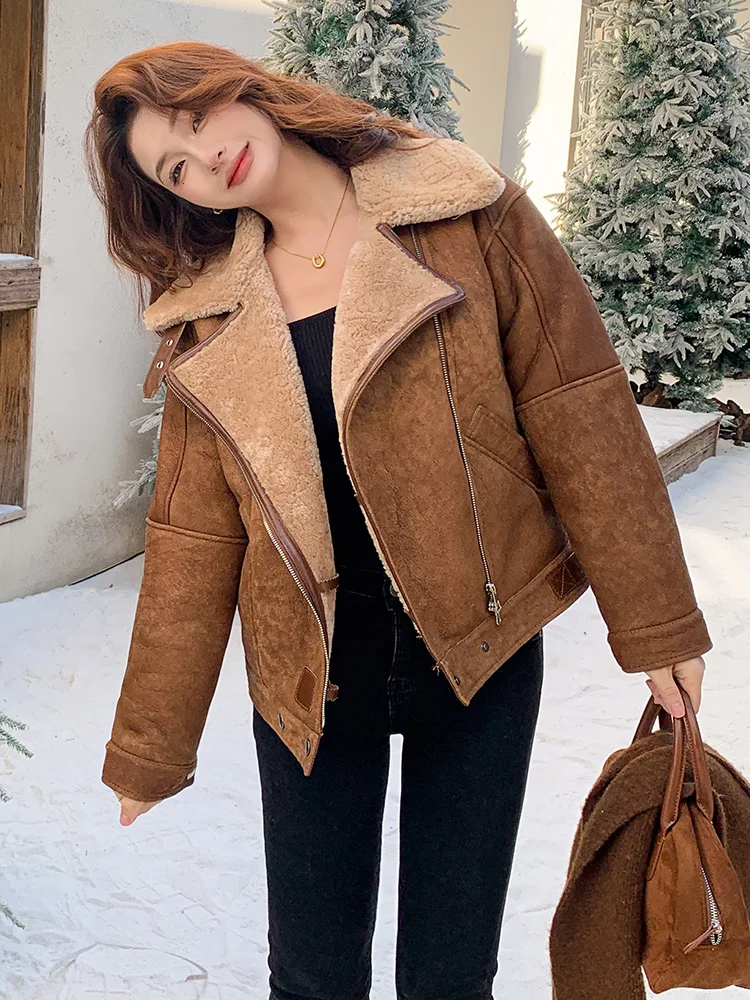 Tcyeek 진짜 가죽 자켓 겨울 의류 2025 천연 모피 코트 여성 빈티지 Motocycle 자켓 여성 streetwear Пальто Женское