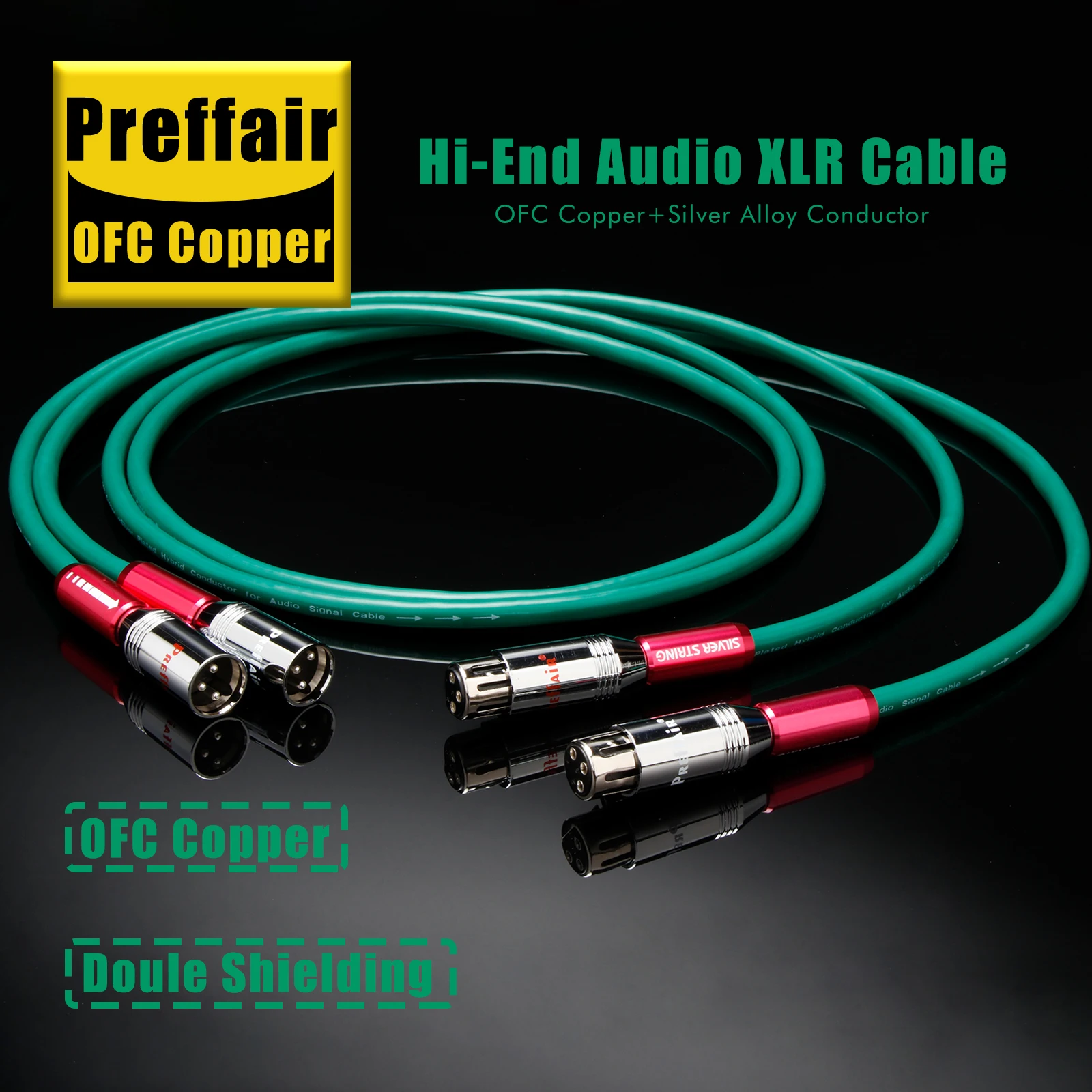 Preffair X403XR1809 XLR Interconnect Audio Cable Hifi audio 4N Copper Silver Plated hybird Conductor with 3 Pins XLR plugs