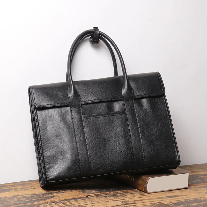 Men's Genuine Leather Business Bag Cowhide Wearing Trolley Case Business Briefcase Large Capacity Laptop Case