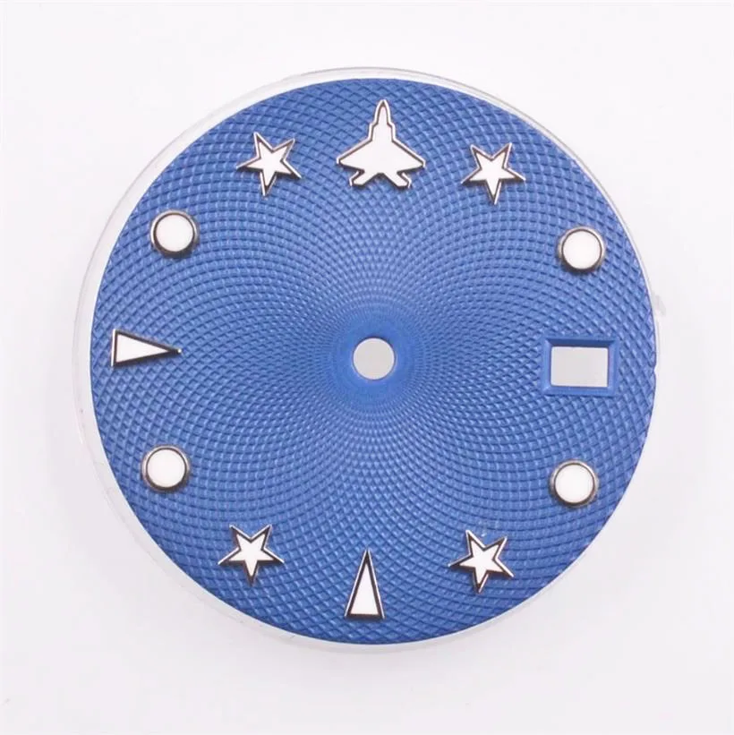 29mm Luminous Dial Suitable For NH35 NH35A Movement Gray White Green Blue Airplane Pattern Dial Watch Accessories