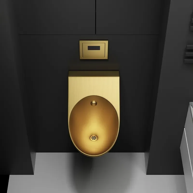 Black Stainless Steel Wall Mounted Urinal Automatic Sensor Flush Valve Concealed Installation for Hotel Public Restroom