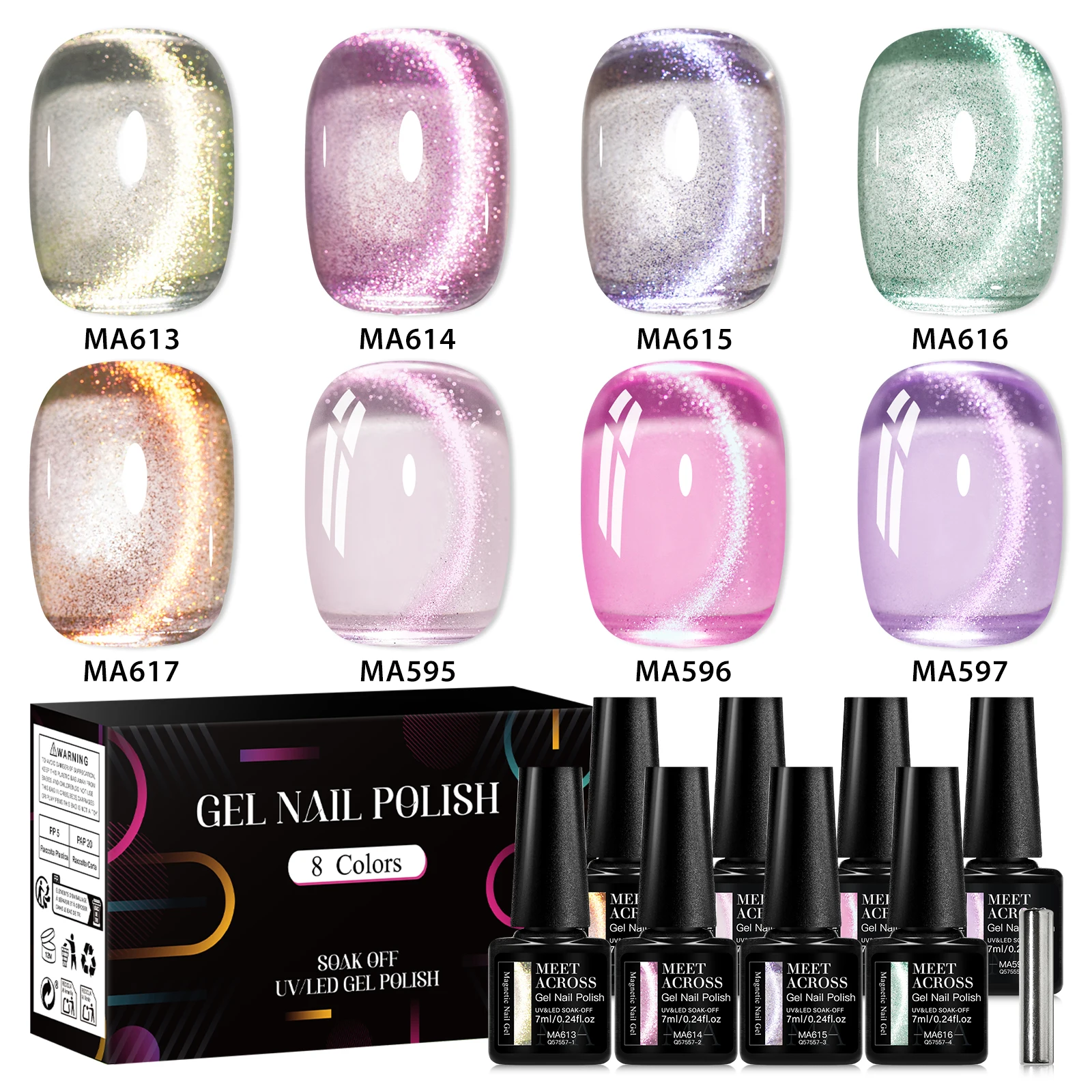 

9 шт./компл., набор магнитных гель-лаков для ногтей с фруктами, фиолетовым виноградным котом, новинка 2025 года, отбеливающие стеклянные бусины из гуавы, лак, набор принадлежностей для ногтей