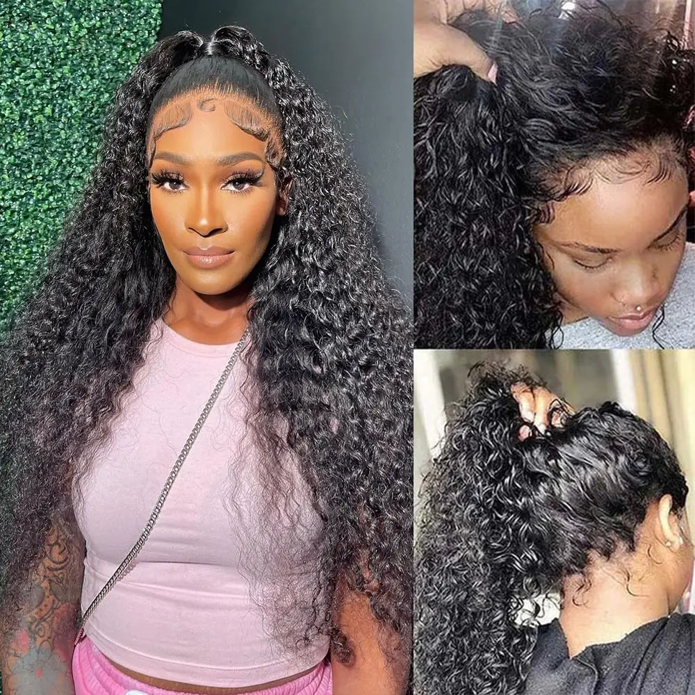 Jerry Curly Human Hair Wigs Long 32 Inch 4x4 13x4 Lace Frontal Wigs Pre Plucked Curly Wigs For Women