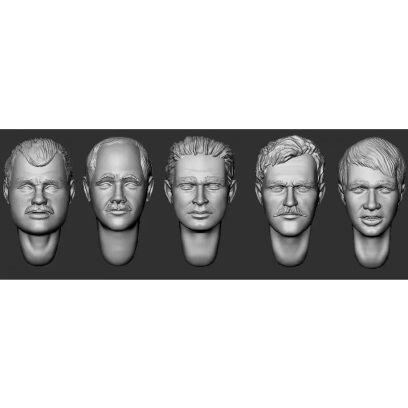 1/35 ratio die-casting resin head model kit, Hairy heads, 5 heads, miniature toy, unassembled and unpainted, 010X