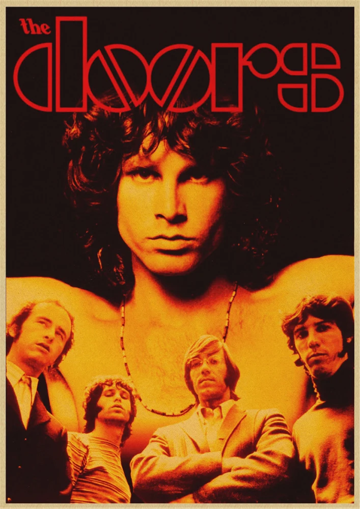 The Doors Jim Morrison Vintage Retro rock band music Guitar Matte Poster Wall Sticker Home Decora wall decor