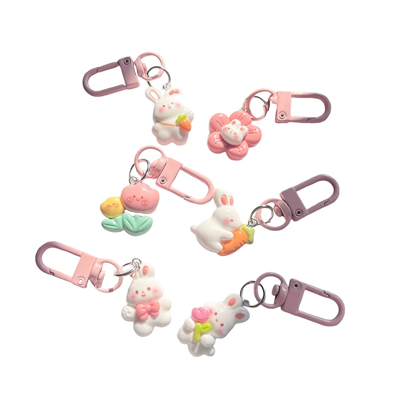 Porte-clés lapin mignon Kawaii, 1 pièce, pendentif Animal de dessin animé, décoration de sac à dos pour fille, bijoux, cadeau pour meilleur ami