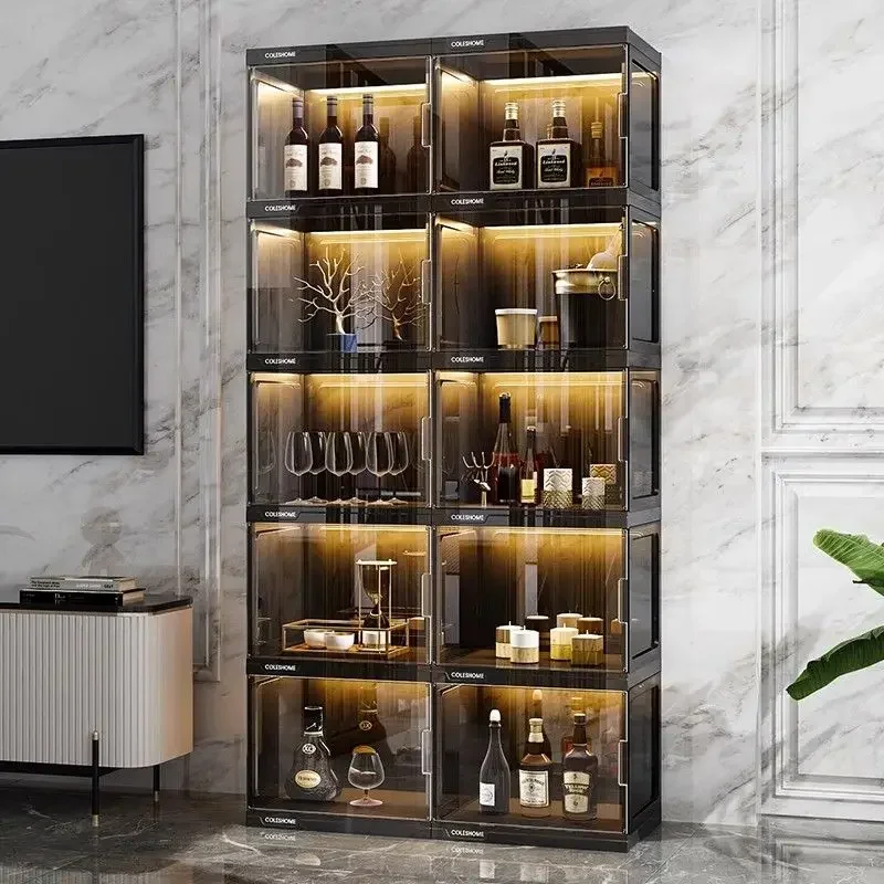 

Glass Wine Cabinet Wines Corner Coffee Bar Cabinet Furniture Kitchen Organizer Cocktail Bar Station Living Room Cabinets