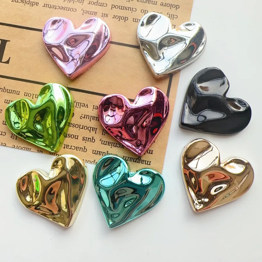 WFFNNKC 10Pcs Glossy Glitter Love Heart resina Cabochon fermaglio per capelli fai da te forniture artigianali Scrapbooking Decor accessorio Patch