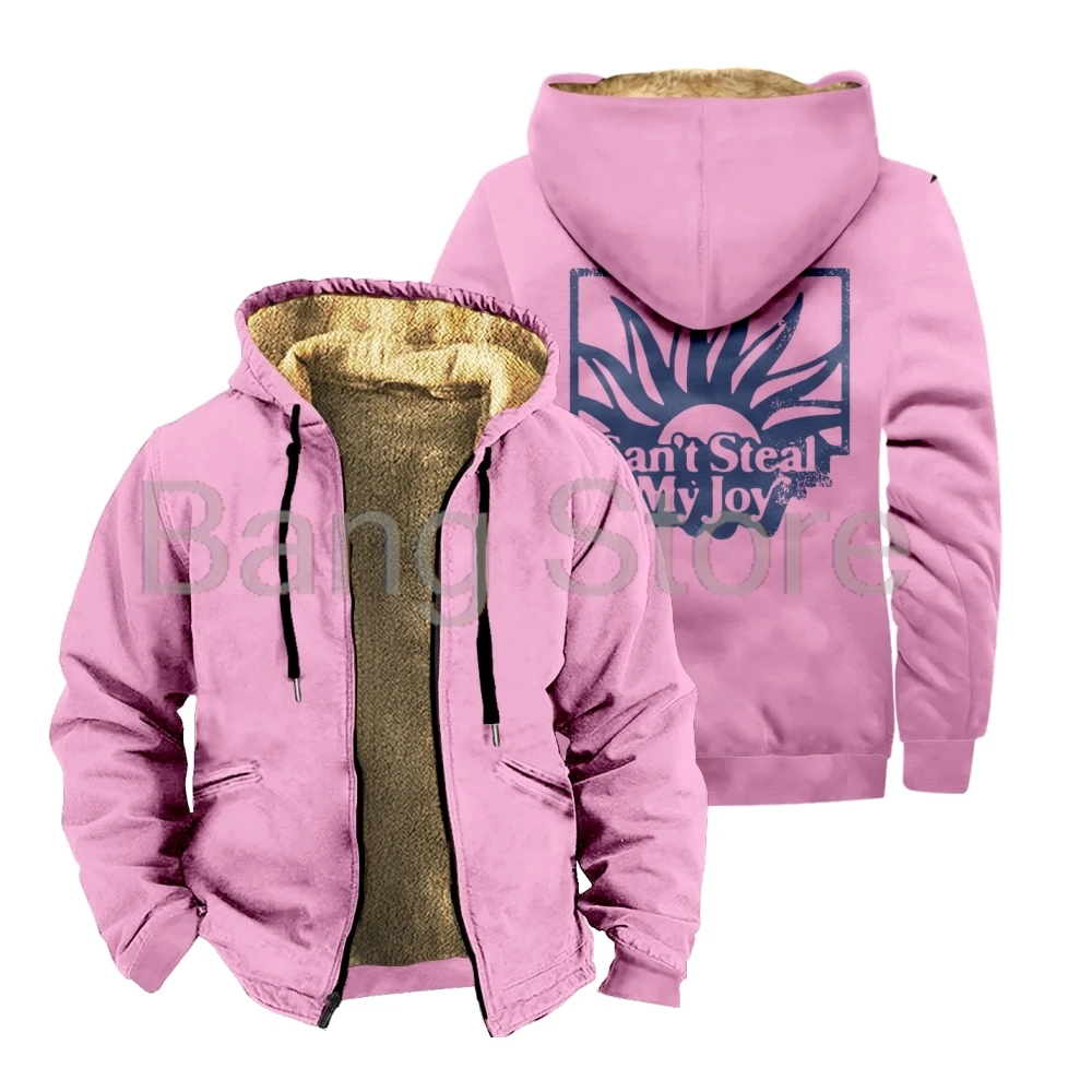 Josiah Queen Can't Steal My Joy Zipper Jacket Women Men Long Sleeve Thickened Winter Parka Streetwear Coat