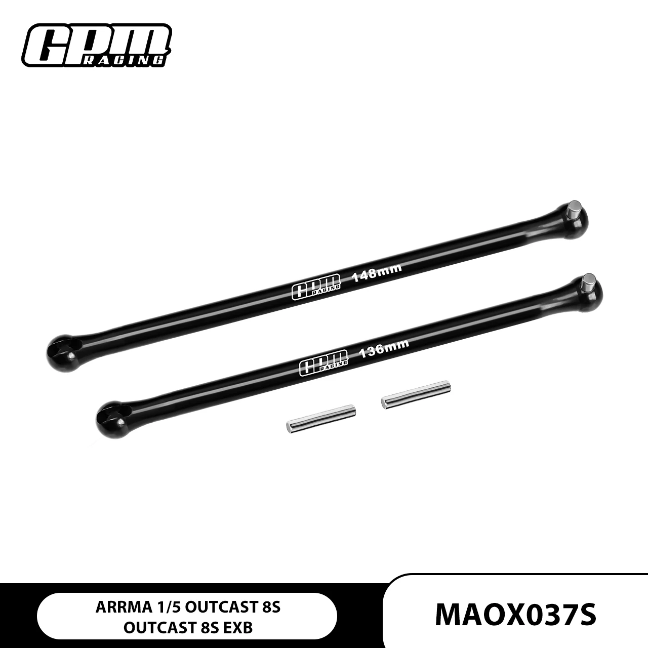 GPM 4140 Carbon Steel Center Cvd Driveshaft For ARRMA 1/5 OUTCAST 8S RTR / EXB