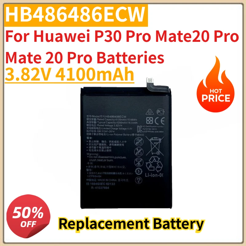 New High Quality 3.82V 4100mAh Mobile Phone Battery HB486486ECW For Huawei P30 Pro Mate20 Pro Mate 20 Pro Batteries