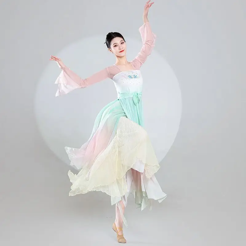 Classical Dance Gradual Elegance Dance Dress Practice Chinese Body Rhyme Performance Costume Immortal Style Set