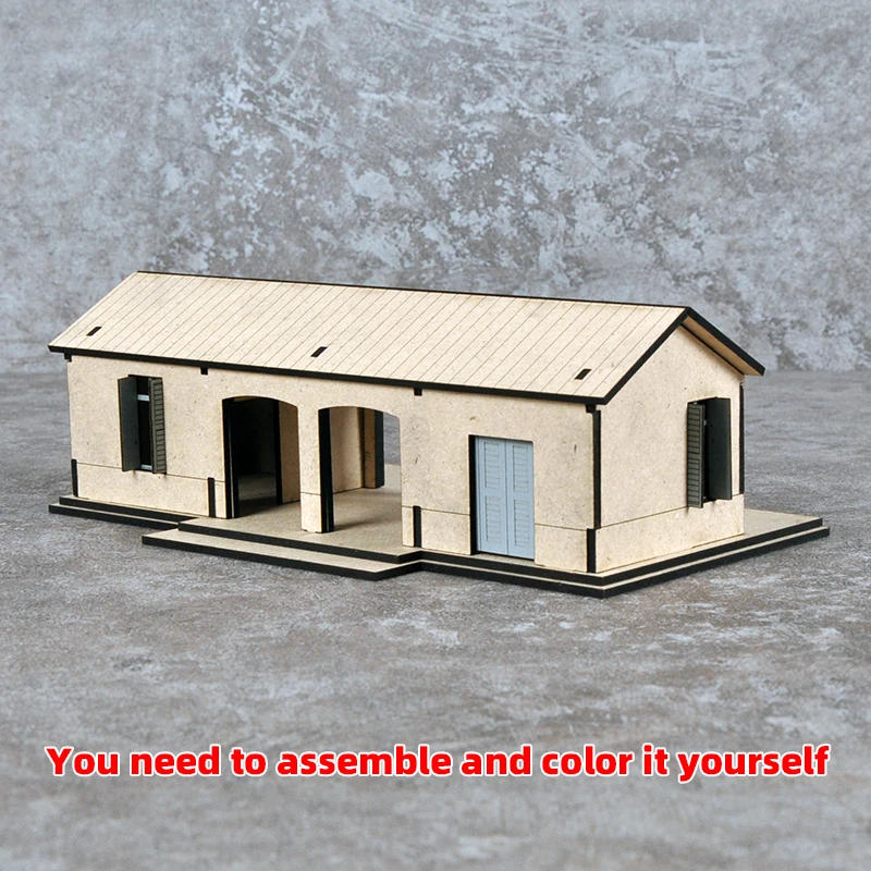 1/35/43/48 1/64 1/72 1/87 HO Maßstab Modellbausatz Miniatur Diorama Architektonisches Gebäude Hausmodell Eisenbahn Unbemaltes Dorf DIY – Detail 5
