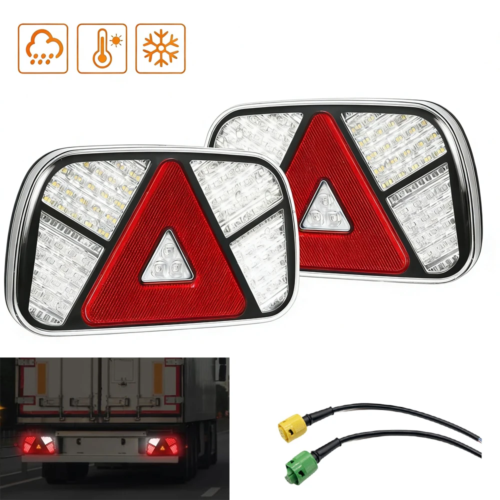 2PCS 6 Core Cable Wiring Harness 12V 24V LED Tail Light Rear Stop Brake Light Signal Lamp Truck Trailer Lorry Caravan Waterproof
