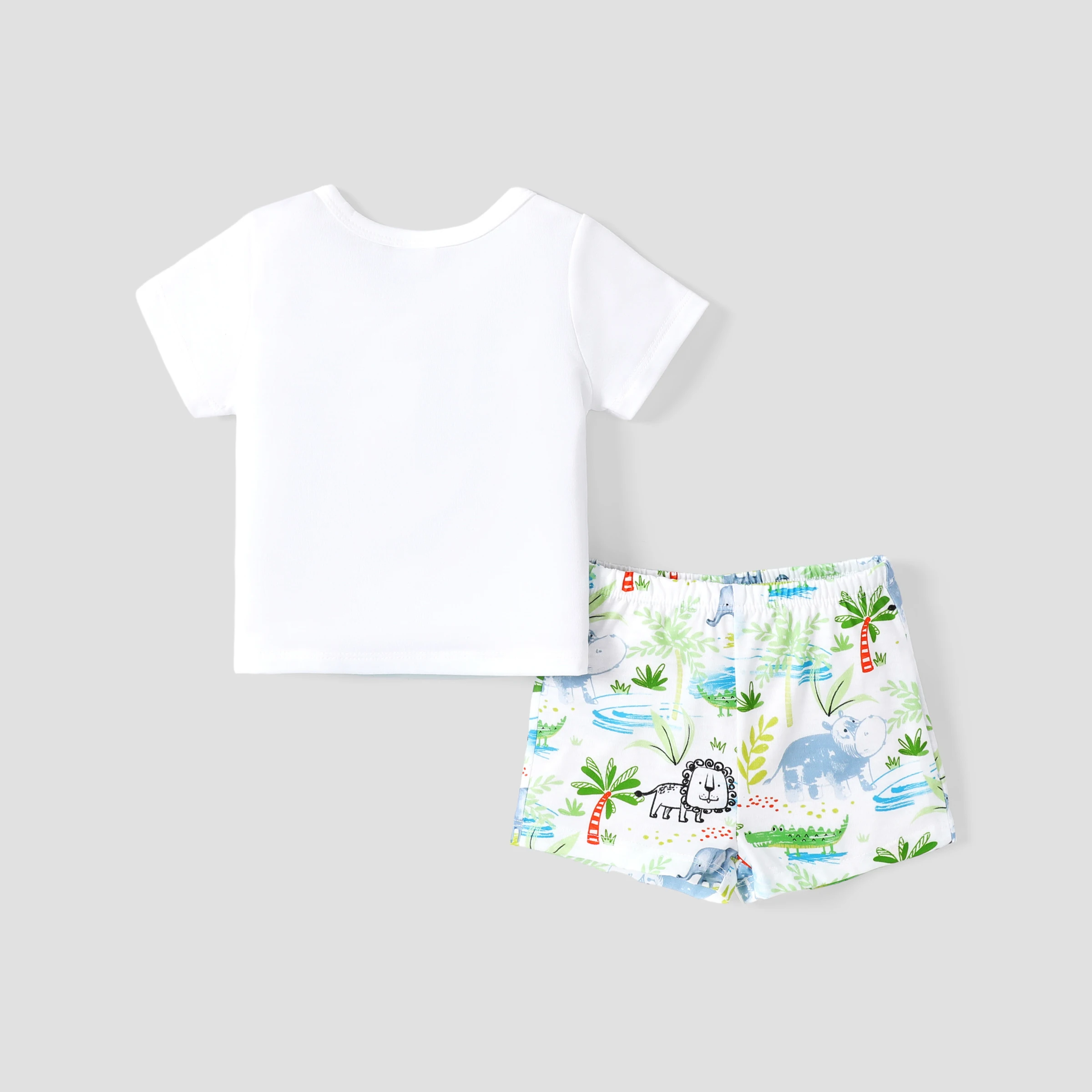 PatPat 2PCS Baby Boy Childlike Animal Pattern T-shirt and Pants Sets