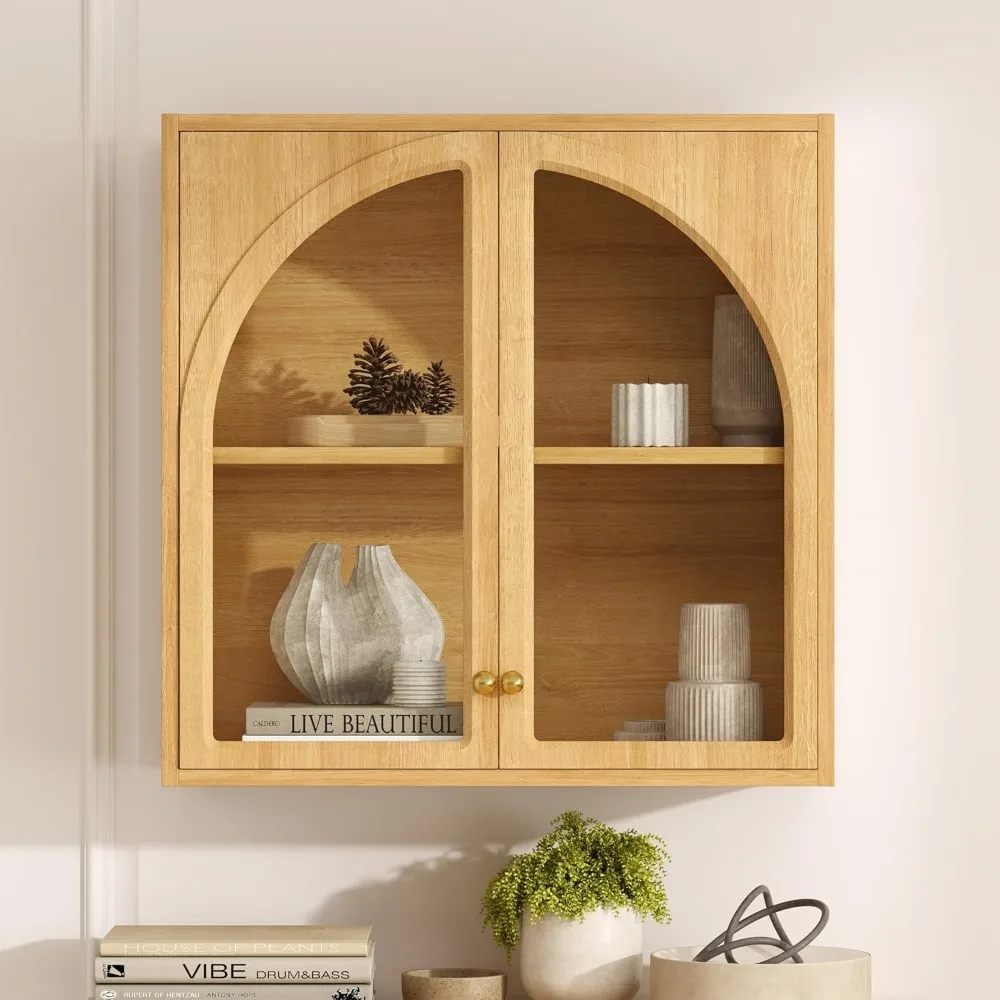 خزانة تخزين فوق الحوض مع باب أكريليك مقوس ورف قابل للتعديل