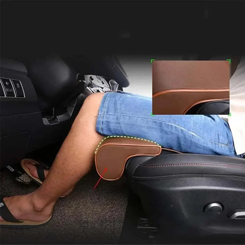 New Leather Car Seat Extended Pad Leg Support Pillow Memory Foam Knee Pad Long Distance Driving Office Driver Protection Pad