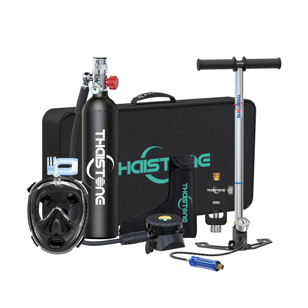 

THAISTONE-1L Portable Scuba Diving Tank with Diving Mask Oxygen Bottles Hand Pump For Scuba Diving Underwater Breathe