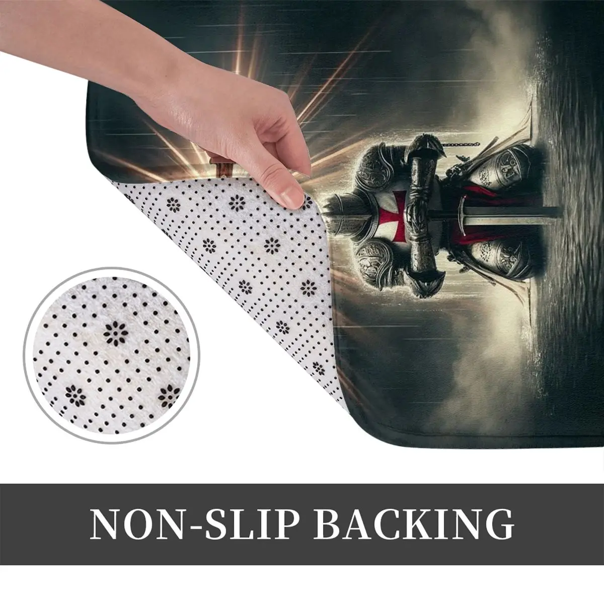 Templar Shield Cross Medieval Warrior Sword Knights Non-slip Doormat Floor Mat Carpet Rug for Kitchen Entrance Home Footpad Mats
