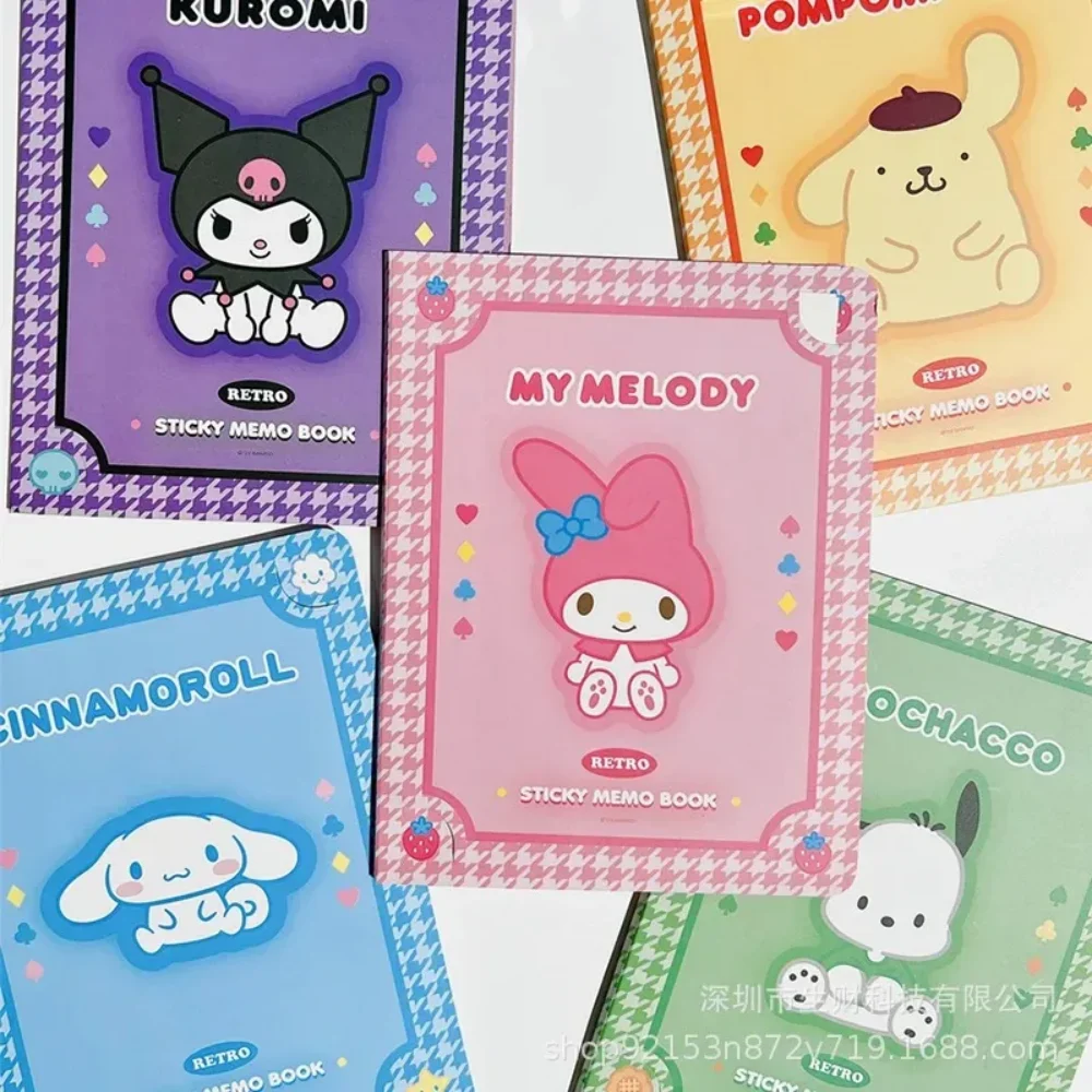 만화 Sanrio 헬로 키티 붙여 넣기 스티커 메모 도서 ymelody Cinnamoroll Kuromi 메모 패드 학교 학생 보상 문구 선물
