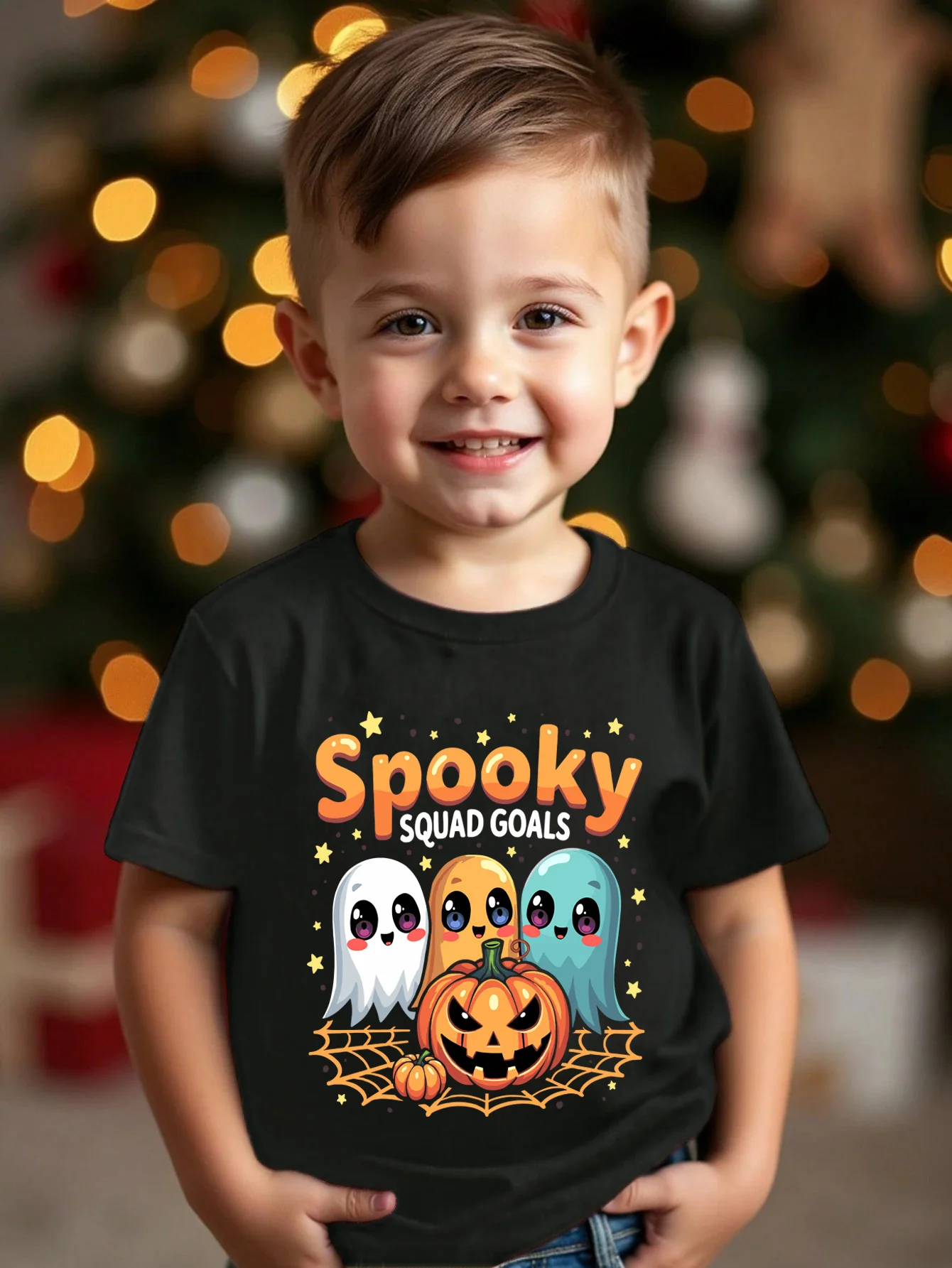 Children's Bedsheet Ghost, Pumpkin, Ghost, Spider Web Halloween Costume Casual Versatile Parent-child T-shirt