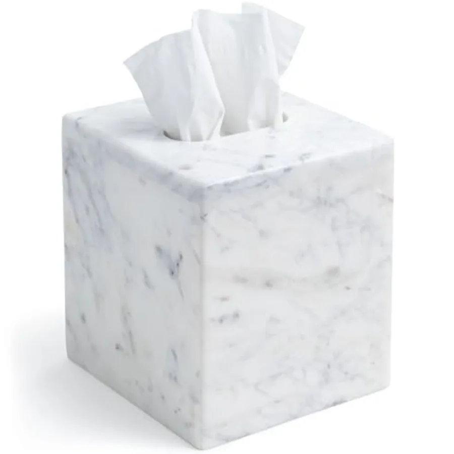 

Marble Tissue Box Cover for Kleenex and More Decorative Cube Style Holder Large Square Facial Tissue Dispenser Container for Ho