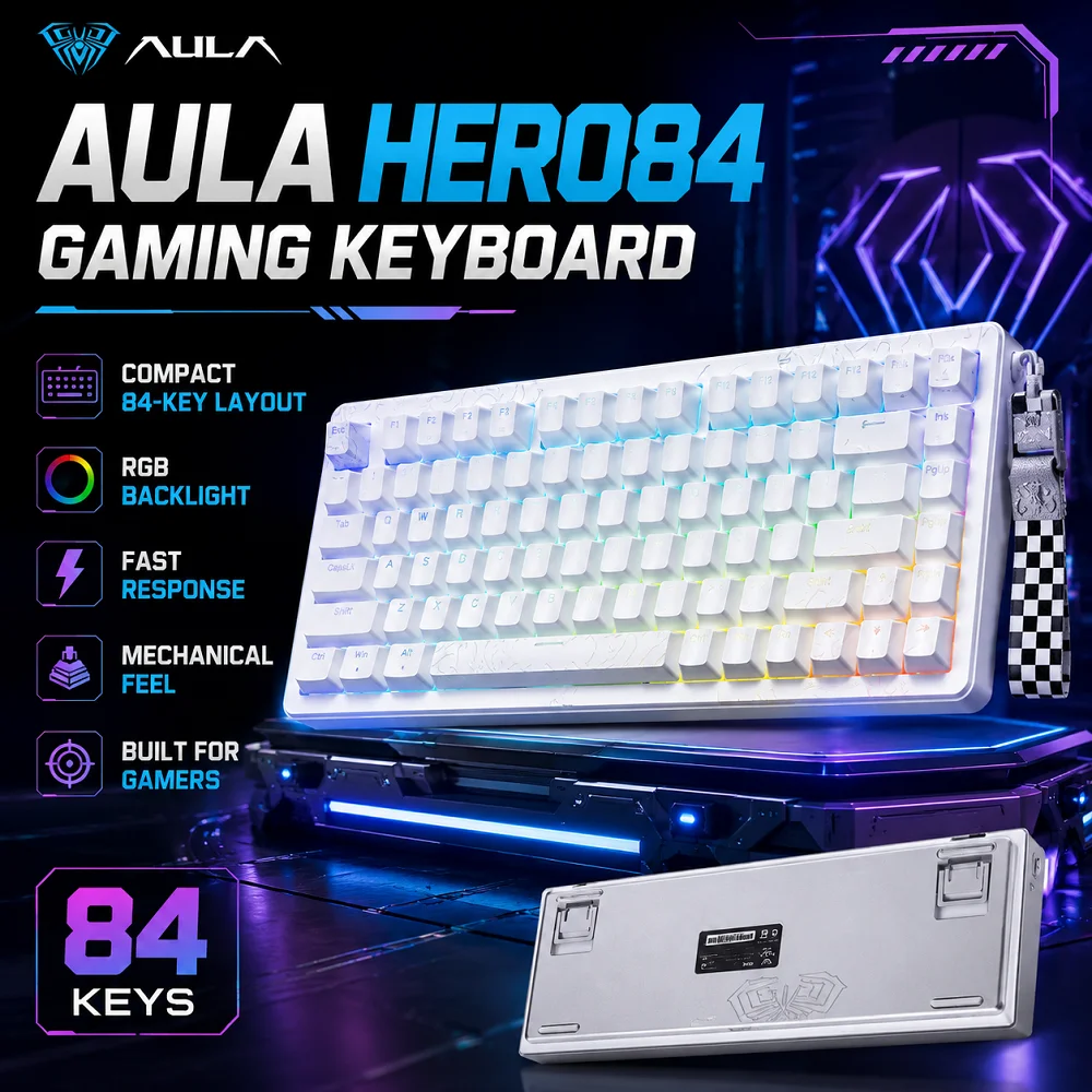 AULA HERO84 8K Magnetic Keyboard 0.01mm Rapid Trigger Full Keys Hot-swap RGB Backlit For Gaming E-sports