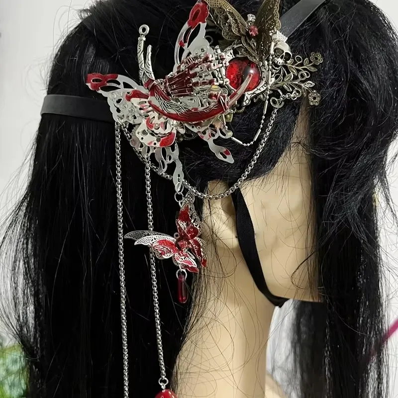 Anime Heaven Officials Blessing Tian Guan Ci Fu Hua Cheng Cosplay Eyeshade Eyepatch Butterfly Eye Mask Jewelry Costume Props view 5