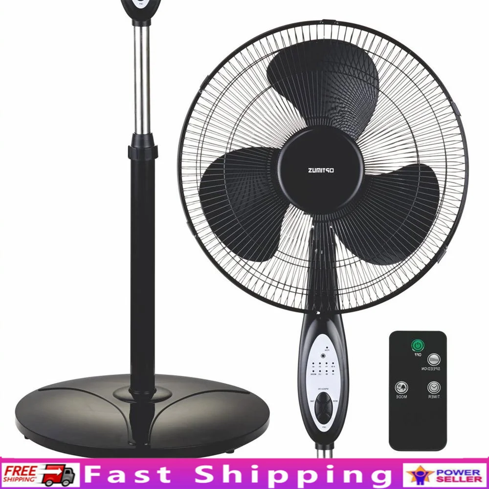 

16-дюймовый вращающийся вентилятор с регулируемой высотой, 3-скоростной пульт дистанционного управления, шепот, тихий портативный вентилятор для внутреннего охлаждения