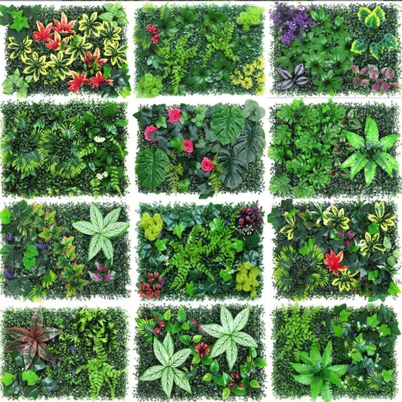 

40x60cmNew Green Artificial Plant Wall Panel Lawn Simulation Lawn Green Leaf Grass Fake Rattan Wall Decoration Plants