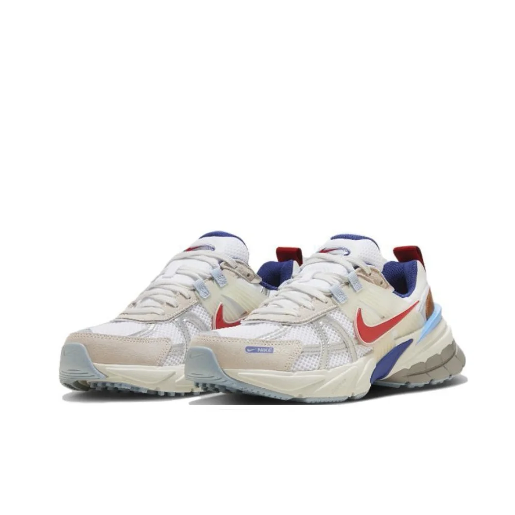 Nike V2K Low Męskie i damskie trampki Retro Klasyczne buty do biegania Oddychające i lekkie tenisówki Wygodne szaro-białe